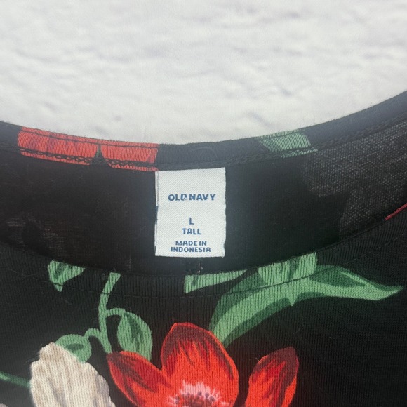 Old Navy Womens Black Floral Print 3/4 Sleeve Dress Size L Tall - Picture 5 of 7